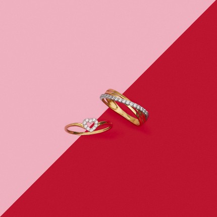 Anel em ouro bicolor 9 kt com aro duplo