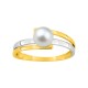 Anel em ouro bicolor de 9K com pérola de 6 mm