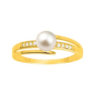 Sortija de oro amarillo de 18K perla cultivada agua dulce