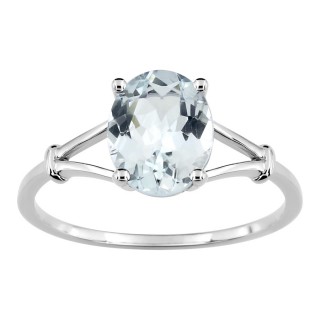Anel em ouro branco de 9K com água marinha