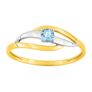 Anillo de oro bicolor 9K topacio diseño de 3 bandas