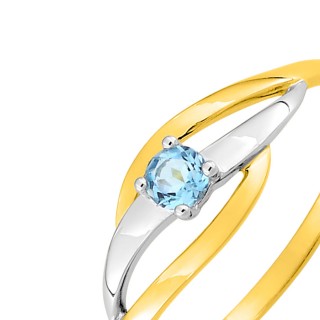 Anel em ouro bicolor 9K topázio design de 3 bandas