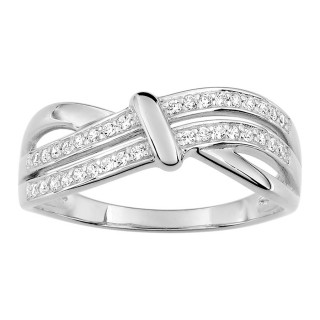 Anillo de oro blanco de 9K con delicadas circonitas entrelazadas