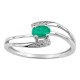 Anillo doble de oro blanco 9K con esmeralda