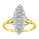 Anel em ouro bicolor 9K oval com diamantes 0.11 ct
