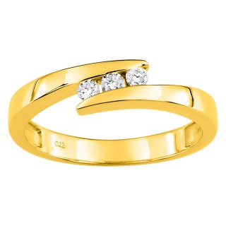 Anillo de oro amarillo 9K trilogía con diamantes 0.12 ct