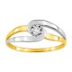 Anel em ouro bicolor de 9K design cruzado com diamante  0,026 ct