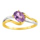 Anillo de oro bicolor de 9K con amatista oval