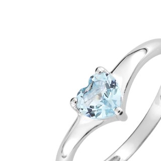 Anillo de oro blanco 9K con topacio