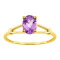 Anel em ouro amarelo 9K com ametista oval