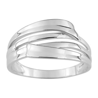 Anillo de oro blanco 9K cruzado