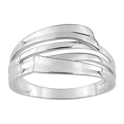 Anillo de oro blanco 9K cruzado