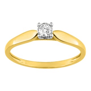 Anel em ouro amarelo 9k solitário com diamante 0.10 ct