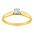 Anel em ouro amarelo 9k solitário com diamante 0.10 ct