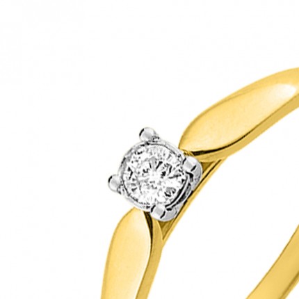 Anillo de oro amarillo 9K solitario con diamante 0.10 ct