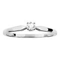 Anillo solitario de oro blanco de 9K con diamante 0.10 ct