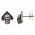 Pendientes de acero ennegrecido con forma de calavera