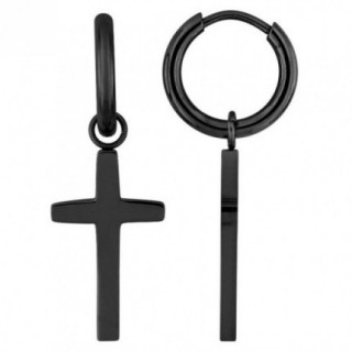 Pendientes de acero con cruz negro