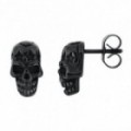 Pendientes forma calavera de acero negro