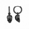 Pendientes de calaveras colgantes de acero negro