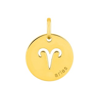 Medalha redonda do Horóscopo espanhol Carneiro em ouro amarelo 18K