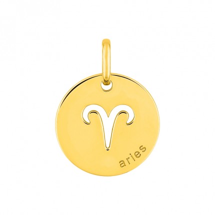 Colgante redondo Horóscopo español Aries de oro amarillo 18K
