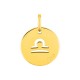 Medalha redonda do Horóscopo espanhol Balança em ouro amarelo 18K