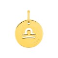 Medalha redonda do Horóscopo espanhol Balança em ouro amarelo 18K