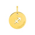 Medalha redonda do Horóscopo espanhol Sagitário em ouro amarelo 18K
