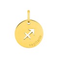 Medalha redonda do Horóscopo espanhol Sagitário em ouro amarelo 18K