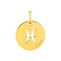 Colgante redondo Horóscopo español Piscis de oro amarillo 18K