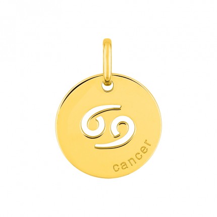 Colgante redondo Horóscopo español Cáncer de oro amarillo 9K