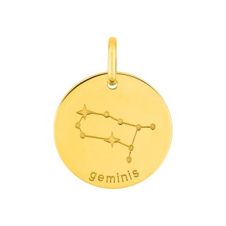 Medalha do Horóscopo espanhol Gêmeos em ouro amarelo 9K