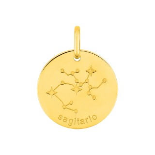 Medalha do Horóscopo espanhol Sagitário em ouro amarelo 9K