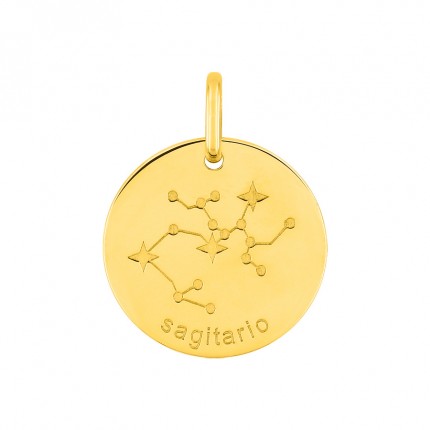Medalha do Horóscopo espanhol Sagitário em ouro amarelo 9K