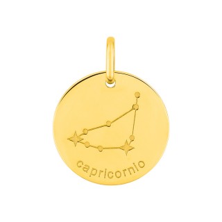 Medalha do Horóscopo espanhol Capricórnio em ouro amarelo 9K