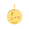 Medalha do Horóscopo espanhol Peixes em ouro amarelo 9K