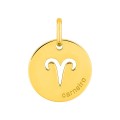 Colgante redondo Horóscopo portugués Aries de oro amarillo 18K
