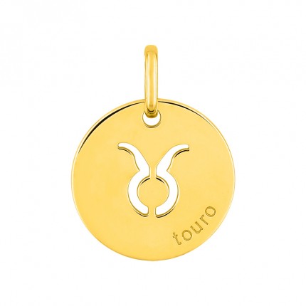 Colgante redondo Horóscopo portugués Tauro de oro amarillo 18K