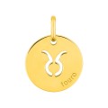 Medalha redonda do Horóscopo português Touro em ouro amarelo 18K