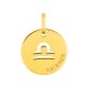 Medalha redonda do Horóscopo português Balança em ouro amarelo 18K
