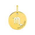 Medalha redonda do Horóscopo português Escorpião em ouro amarelo 18K