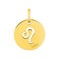 Medalha redonda do Horóscopo português Leão em ouro amarelo 9K