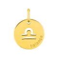 Colgante redondo Horóscopo portugués Libra de oro amarillo 9K