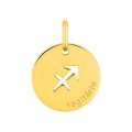 Medalha redonda do Horóscopo português Sagitário em ouro amarelo 9K