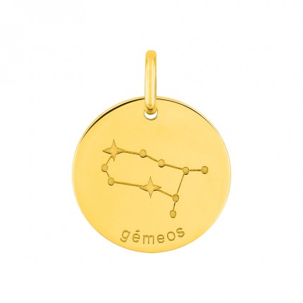 Medalha do Horóscopo português Gêmeos em ouro amarelo 9K