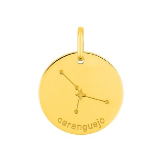 Medalha do Horóscopo português Caranguejo em ouro amarelo 9K