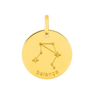 Colgante Horóscopo portugués Libra de oro amarillo 9K