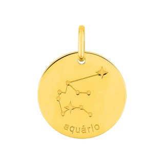 Colgante Horóscopo portugués Acuario de oro amarillo 9K