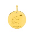 Medalha do Horóscopo português Aquário em ouro amarelo 9K